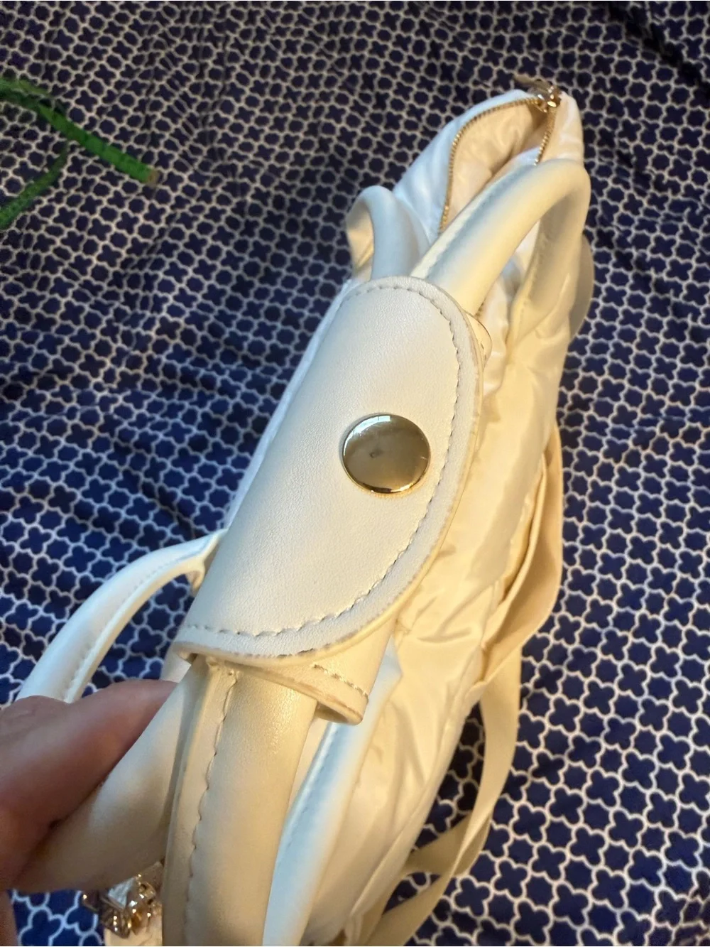 Padded Cream Baby Bag Tote with Dual Handles and Shoulder Strap